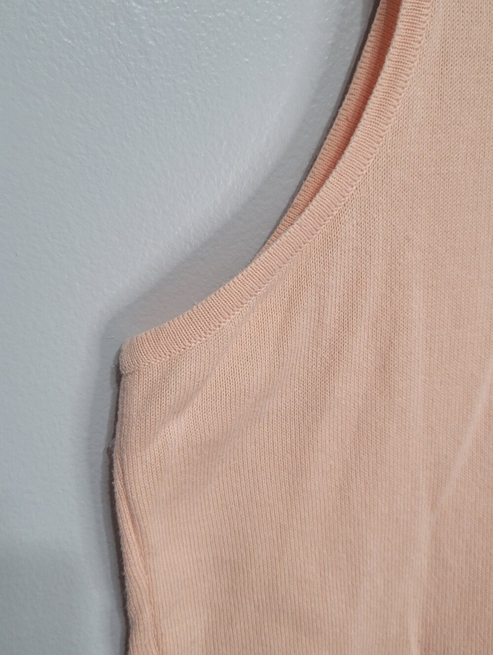 LL Bean Vintage Sleeveless Cotton Knit Tank Top Peach Size L Gorpcore Lite Soft - Picture 3 of 9